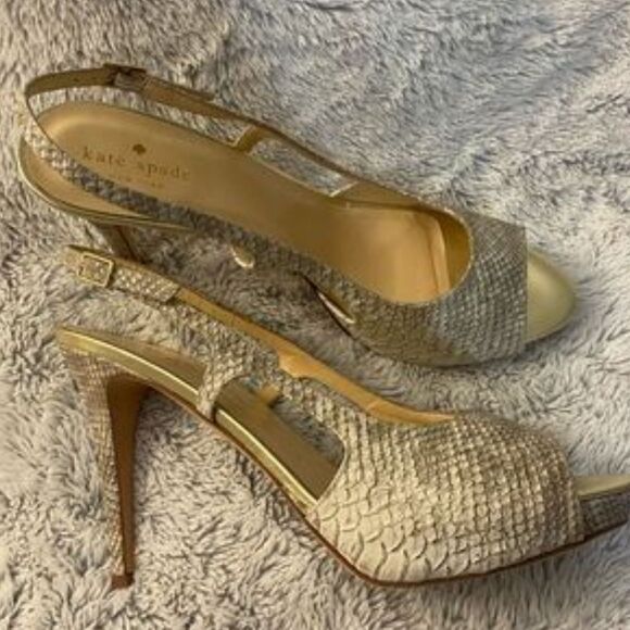 Kate Spade Snake Skin platform  slingback heels. Euc - Picture 1 of 9